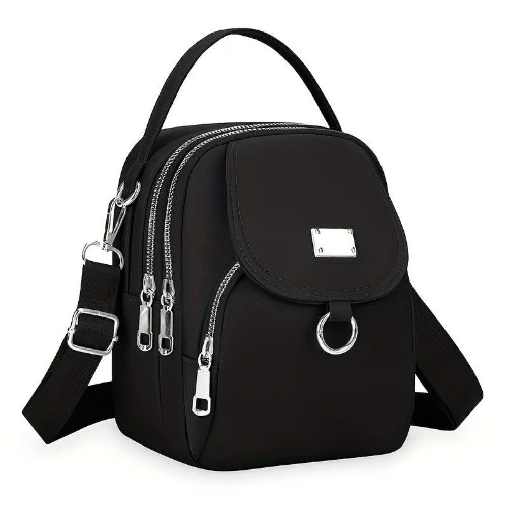 Bolso Bandolera Ligero de Nylon para Mujer en 4 Colores - Mini Bolso Casual con Múltiples Compartimentos con Cremallera, Correa de Hombro Desmontable y Ajustable y Bolsillo Frontal, Bolso Cruzado Pequeño, Bolso de Viaje Versátil, Cierre Seguro con Cremall