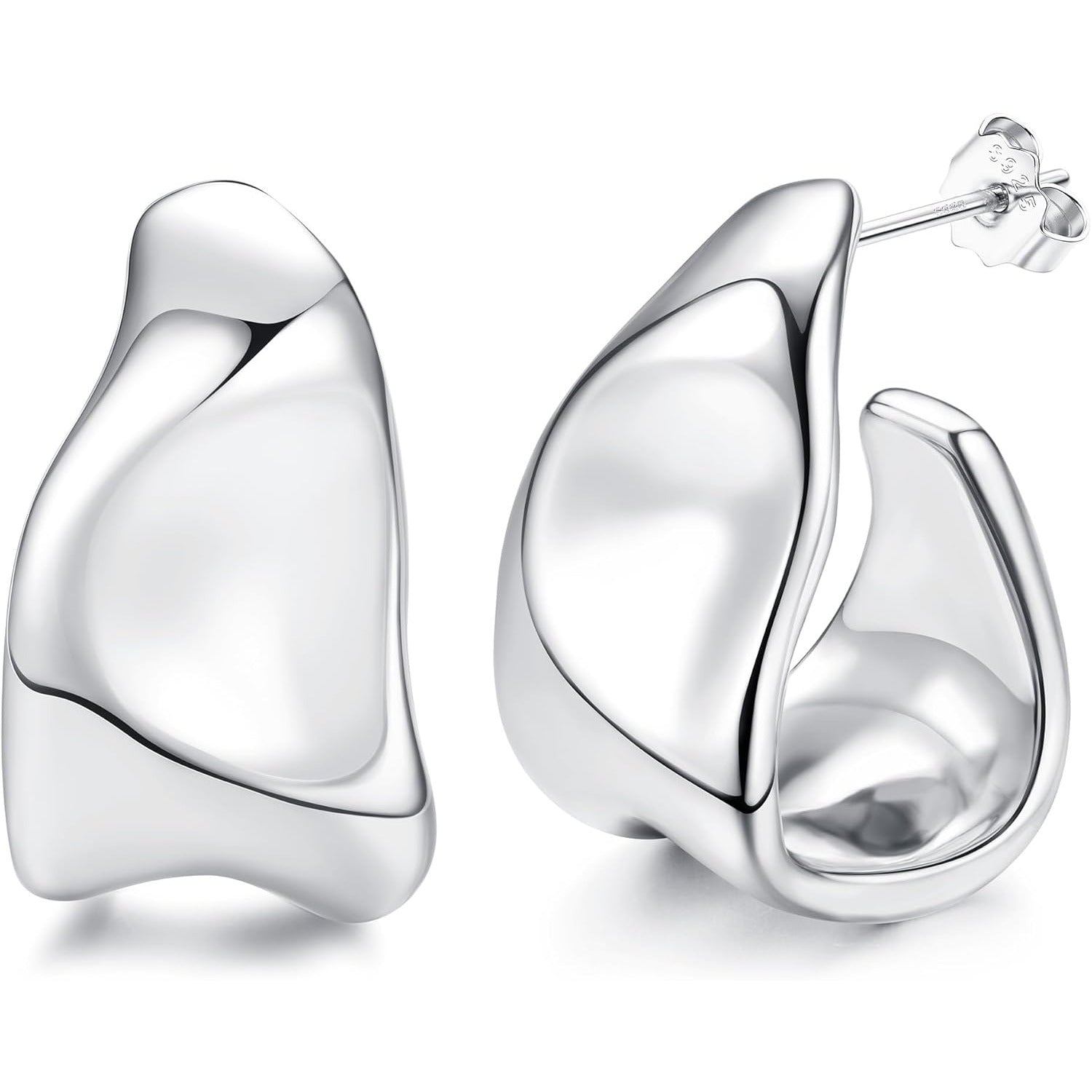 Pendientes gruesos dorados para mujer | Aro de aguja para la oreja de plata 925, chapado en oro de 14K, pendiente abrazadera abierta hipoalergénico en forma de lágrima, pendientes de declaración, elegantes y con estilo de MILACOLATO