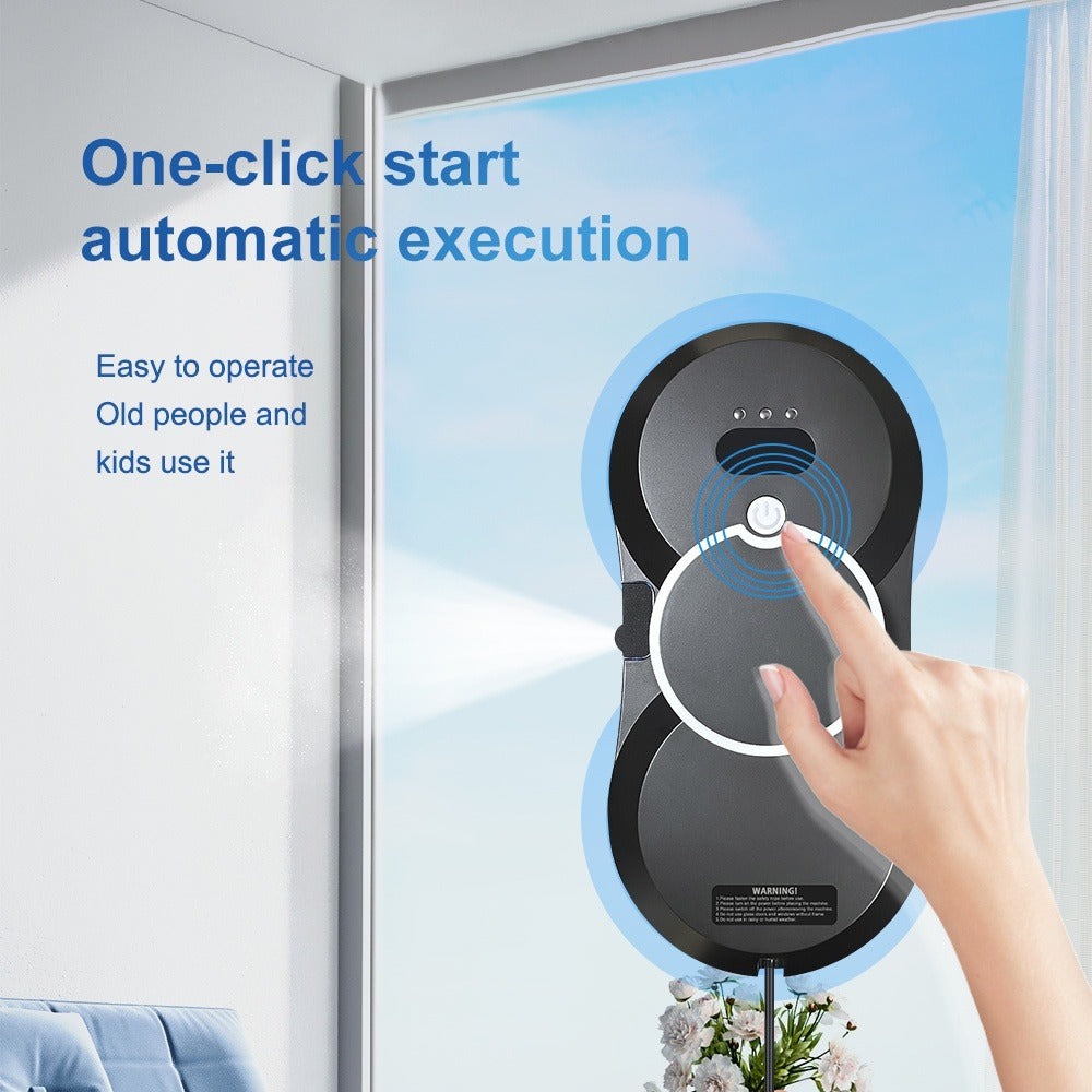 Puruikai 10 Nuevo Producto Navideño Almacenamiento Local Robot de Limpieza de Ventanas Inteligente, Disponible en Blanco y Negro, Robot de Limpieza de Ventanas con Spray Automático y Control Remoto, Potente Succión con Seguridad Anticaída, Ahorra Tiempo y