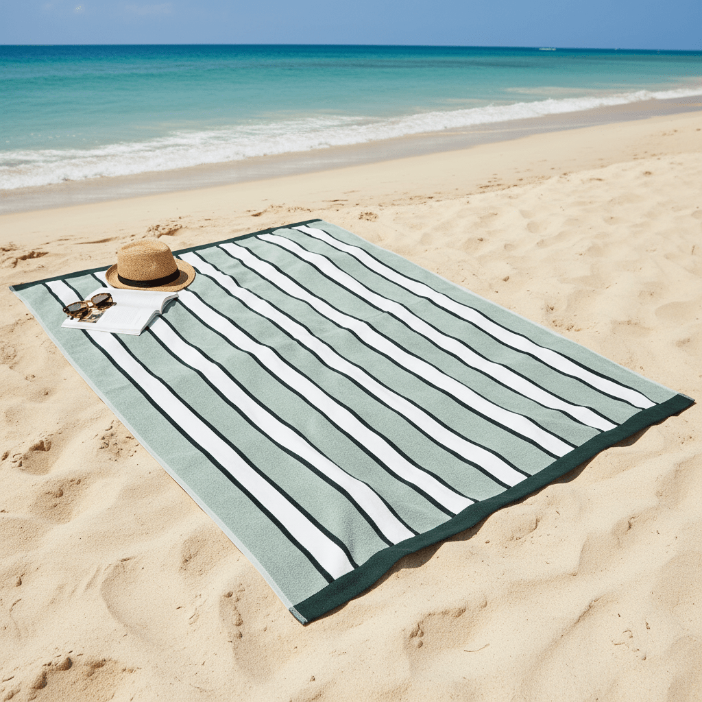 Toalla de playa grande de algodón 97% ALGODÓN 3% POLIÉSTER – XL 100x180cm Secado rápido, absorbente y ligera para piscina, playa y viajes. Diseños con estampado de rayas y tenis.