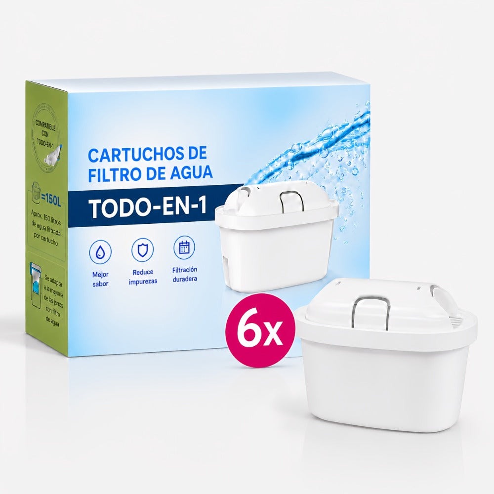Recambios para jarras con filtro de agua de 6 piezas, reducción avanzada de cloro y metales pesados - Compatible con sistemas Maxtra - Agua fresca y de gran sabor para jarras BTA