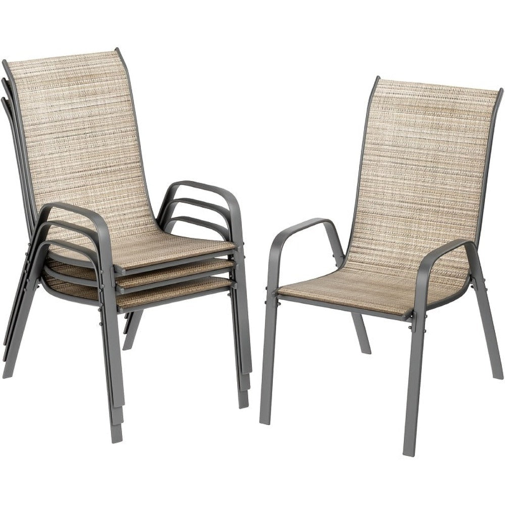4pcs/6pcs Silla de Comedor, Silla de Balcón Apilable con Respaldo Alto, Tela Textilene, Estructura de Acero, Adecuada para Jardín, Patio, Balcón, Restaurante, Capacidad de Carga 150kg