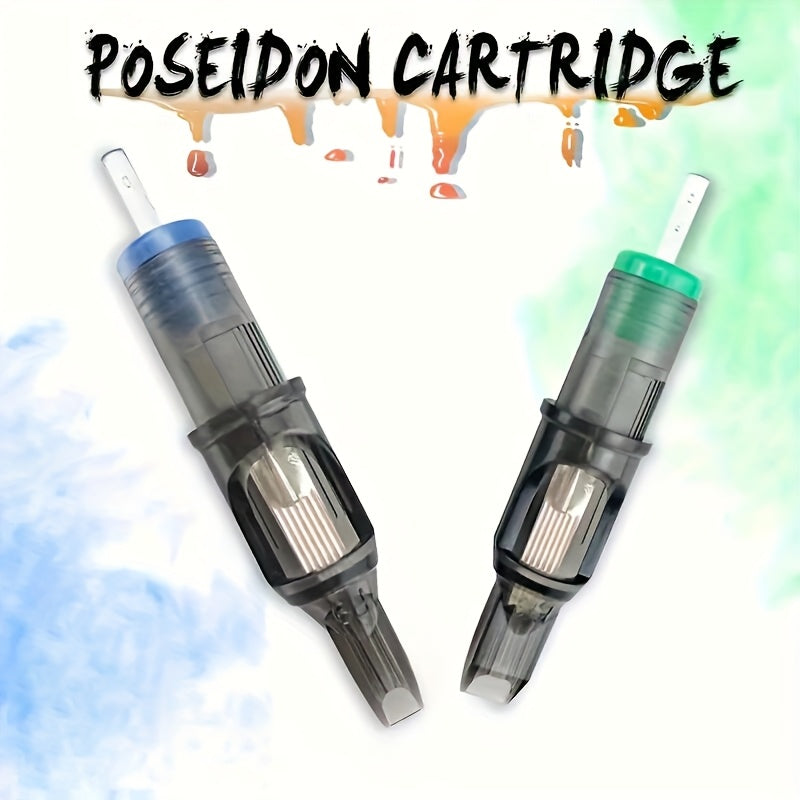 50 Agujas de Cartucho para Tatuaje Poseidon Surtidas en Varios Tamaños, Incluyendo Tipos Redondo Liner, Shader y Magnum, Disponibles en Opciones Curvas y Redondas