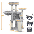 Costoffs Árbol para gatos de 107 cm con plataforma de observación, cueva para gatos, 5 postes de sisal, cueva de descanso, rascador y bola de felpa colgante, mueble para gatos