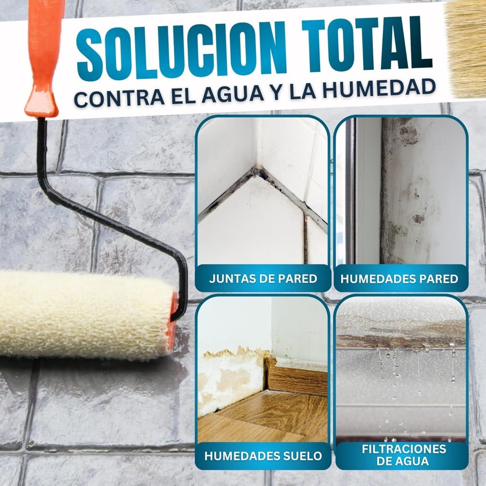 [Brocha de Regalo] Impermeabilizante Transparente con Poliuretano, Sellador Impermeable Fugas Agua, Revestimiento Impermeable Definitivo, Hidrofugante Invisible para Techos, Terrazas y Exteriores