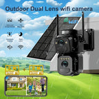 1pc [8x Zoom] WiFi CCTV, Nueva Lente Dual 2025 – PTZ + Cobertura Fija – Baby Monitor, Montaje en Techo/Mástil, 360° Smart Automático Seguimiento Humano, Listo para Granjas y Familias, Sin Zonas Ciegas – 2 Lentes al Precio de 1, Cámara de Seguridad Solar W