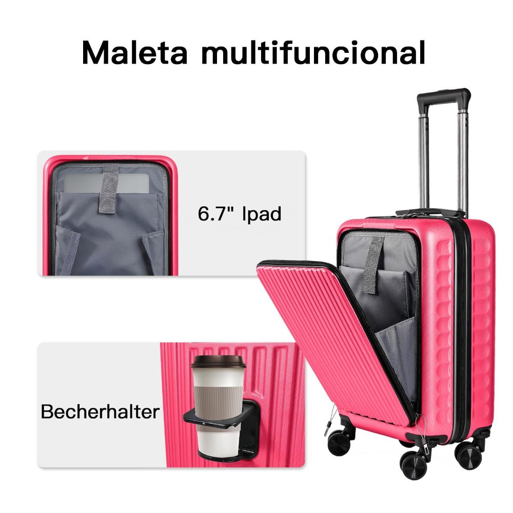 Una Maleta Cabina 55x35x20 Cm. , Equipaje Rígido Expandible De Material ABS, Con Ruedas Giratorias Desmontables Y Cerradura De Combinación, Que Cumple Con La Norma De Equipaje De Mano De 55x40x20 Cm. Ideal Para Adolescentes, Imprescindible Para Viajes En