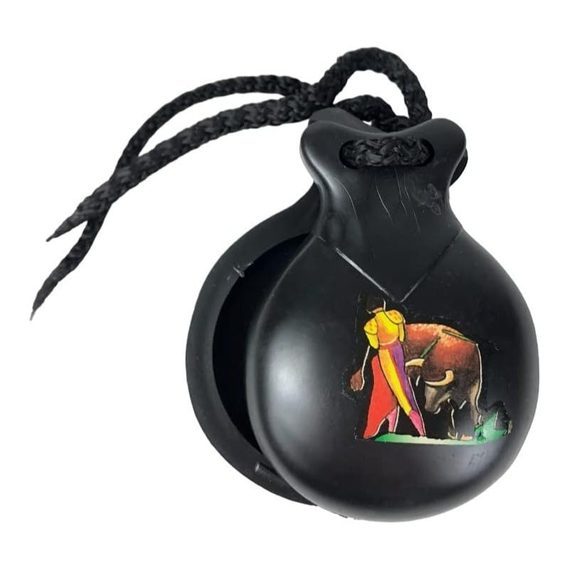 Castañuela española souvenir, color negro con dibujos típicos españoles.