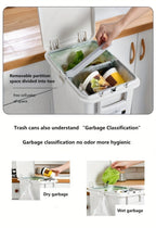 Cubo de basura estrecho de cocina de 32L con tapa, clasificación selectiva con división o dos contenedores interiores, pedal para separación de residuos secos y húmedos, contenedor de plástico para ahorrar espacio para cocina y baño