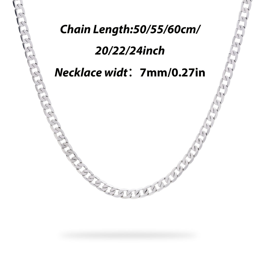 Collar de cadena cubana de 7 mm en plata de ley 925, adecuado tanto para hombres como para mujeres, estilo punk, hip-hop y rock, ideal para uso diario casual y formal, para entusiastas de la moda de moda, Halloween, Navidad, regalos de cumpleaños, regalos