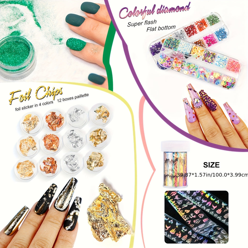 Set de estudio de uñas con máquina y lámpara - El set incluye polvo acrílico, corrector de imperfecciones, accesorios para arte de uñas, diseño de gel - Set completo para hogar y salón