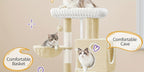 Árbol para Gatos Adecuado para Espacios Pequeños con Plataformas de Peluche, Postes de Sisal para Rascar y Base Antivuelco - Rampa de Escalada Multinivel, Cueva y Pompones - Árbol de Juego Resistente para Gatitos y Gatos (Gris Oscuro)