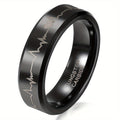 Anillo de pareja JewelryWe, carburador de tungsteno con corazones y latido, anillos de compañero, anillos de la amistad, anillos de boda, anillos de compromiso, banda,
