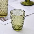 TRESV Set de 6 Vasos de Cristal 250ml | Diseño de Diamante Elegante | Aptos para Lavavajillas | Vidrio Sin Plomo para Agua y Refrescos