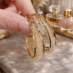 Aros de Oro Chapado en 14K para Mujer – Aros Brillantes y Texturizados, Joyería Elegante para el Día a Día, Fiestas, Bodas y Regalos