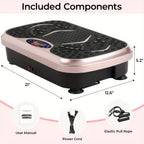 Plataforma de vibración, 5 programas de entrenamiento + 99 niveles de velocidad ajustables, tabla de masaje, cinturón de entrenamiento con diseño antideslizante, tabla de vibración para fitness en casa, entrenamiento de cuerpo completo, capacidad de peso