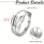 Anillo de ansiedad para mujer, anillo giratorio de acero inoxidable, anillo de meditación ajustable