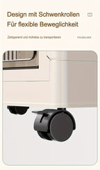Armario de almacenamiento plegable extragrande de 74 cm, organizador apilable de 3/4/5 niveles con ruedas, puertas transparentes, manijas en tono dorado y cierre magnético para el hogar, oficina, cocina, baño y despensa