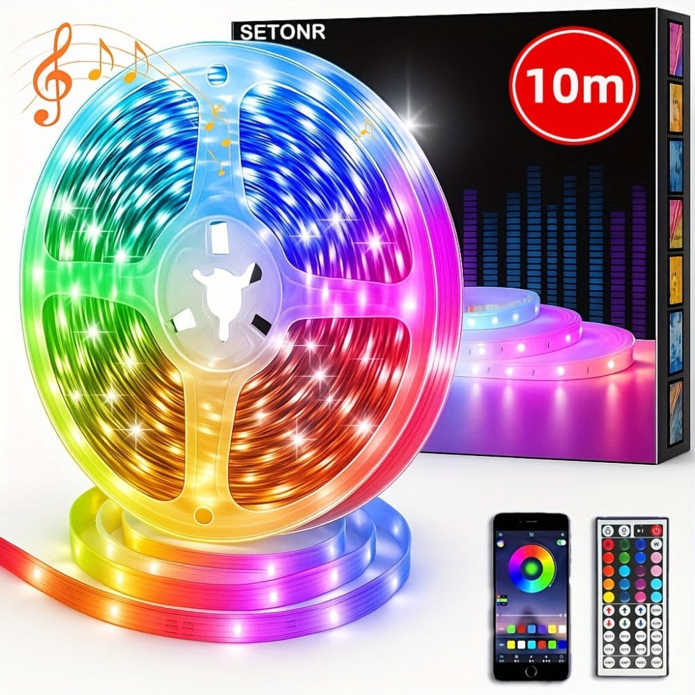 Tiras de luces LED inteligentes para dormitorio, luces LED RGB con control remoto y aplicación, luces decorativas para el hogar que cambian de color para fiestas en la habitación, tira de luces de decoración navideña, regalos de Acción de Gracias, decorac