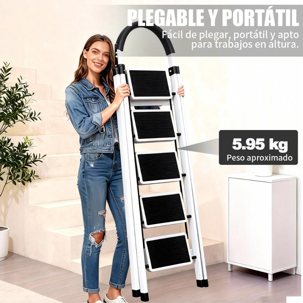 Escalera plegable doméstica de acero aleado con pasamanos antideslizante