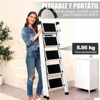 Escalera plegable doméstica de acero aleado con pasamanos antideslizante