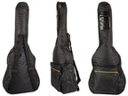 Funda Clásica para Guitarra Acústica, Estuche Rígido Negro con Bolsillos, Correas Ajustables y Asa para Transporte, Material Sólido Grueso Protector Resistente a las Condiciones Climáticas, Estuche con Bolsillo Adicional para Partituras A4 y Bolsillo para