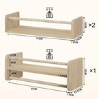 Estantería de Madera Maciza Montada en la Pared de 3 Piezas - Estantes Flotantes Contemporáneos con Múltiples Compartimentos para Libros, Fotos y Plantas - Decoración del Hogar que Ahorra Espacio, Regalo de Cumpleaños Ideal, Estantería para Exhibición de