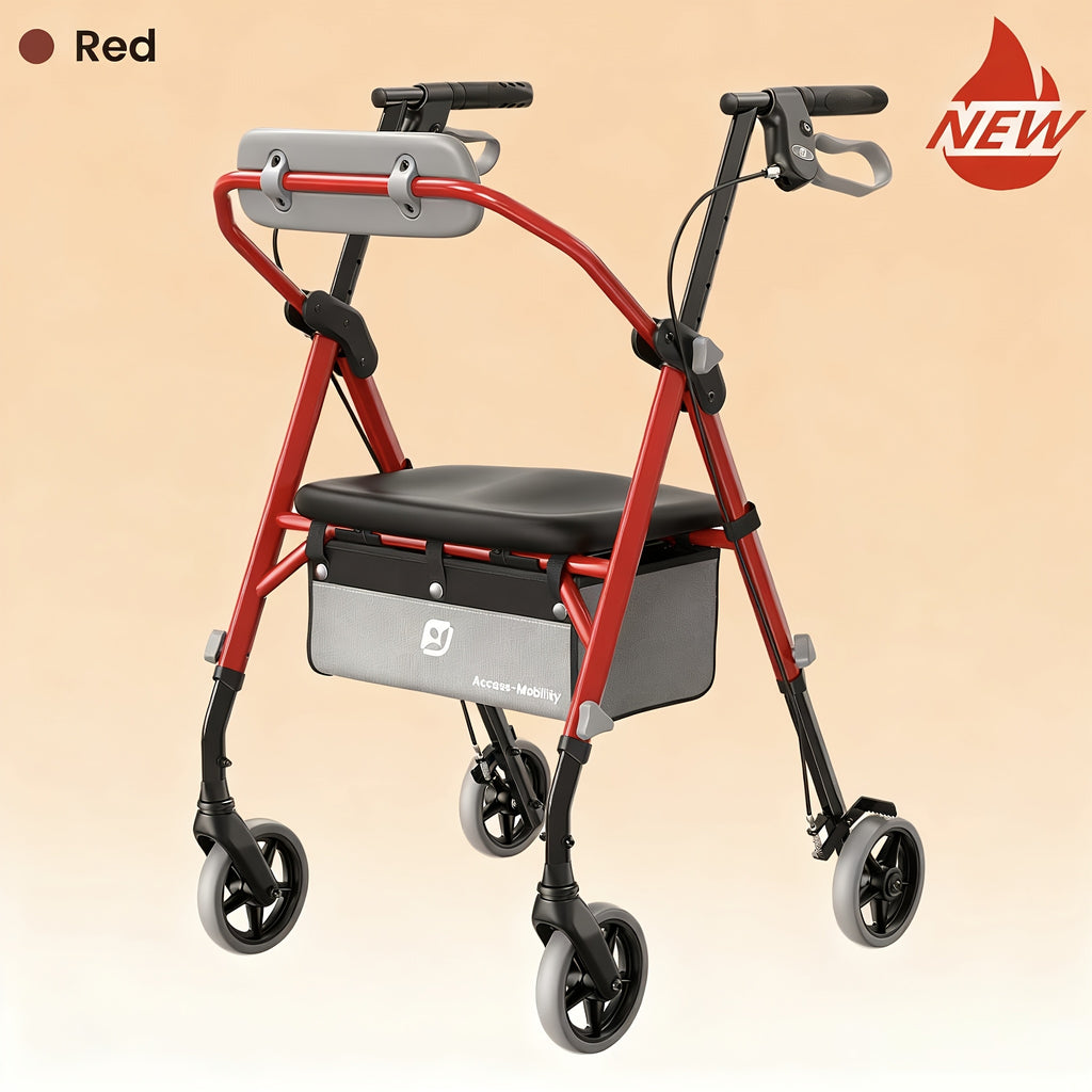Andador rollator plegable con asiento 136.08 kg 20.32 cm | Movilidad, paseo y apoyo diario