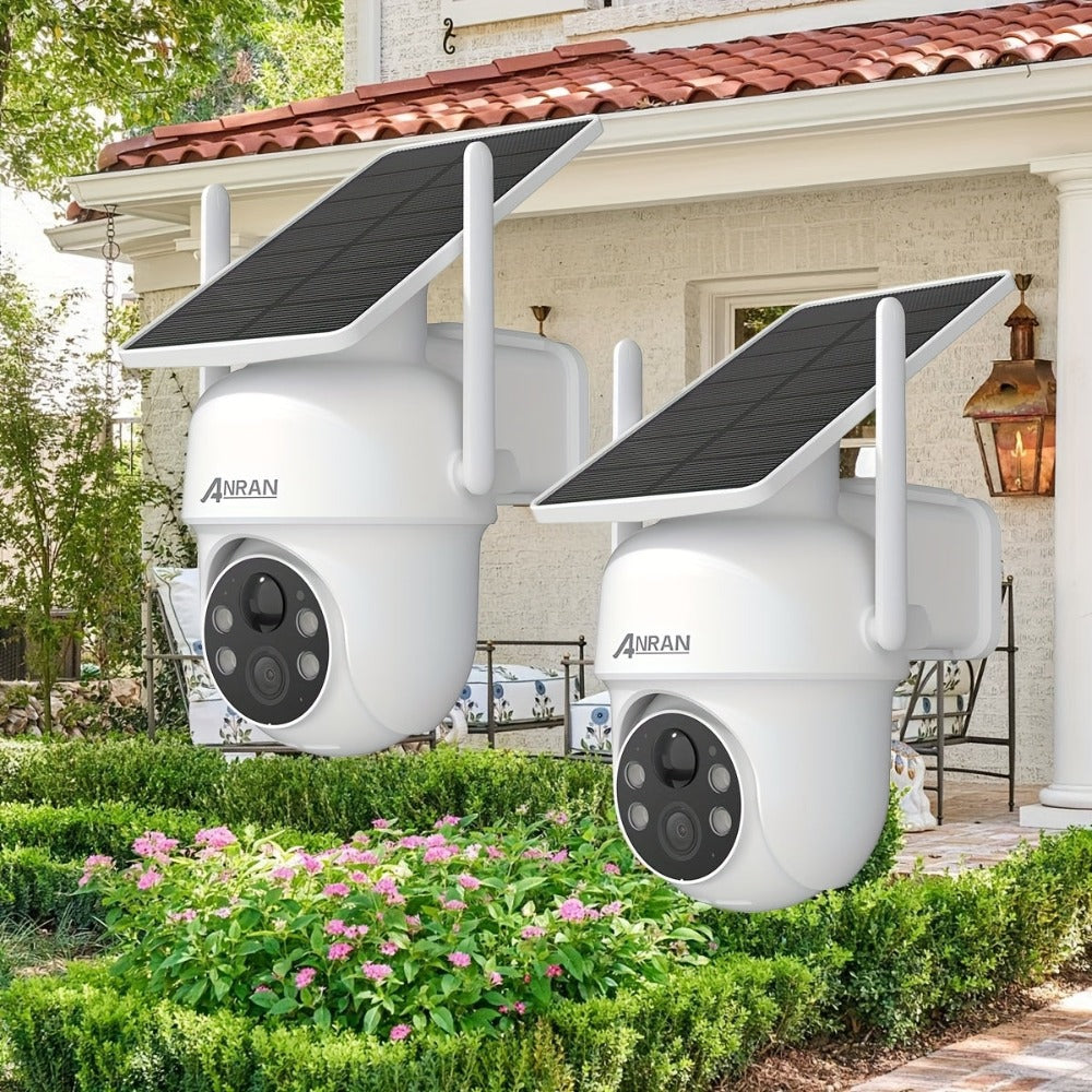 Cámara de Seguridad Exterior ANRAN 2K WiFi: Carga Solar Integrada, Funciona con Batería e Inalambrica Visión Nocturna a Color Detección Humana Chat en Ambos Sentidos Alarma Sonora Compatible Con Alex