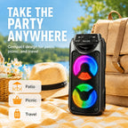 Sistema de megafonía portátil con altavoz Bluetooth, máquina de karaoke para fiestas de jardín y festivales de verano, subwoofer TWS de doble graves, sistema de sonido de megafonía sin varillas de alta resistencia para acampada y vacaciones al aire libre