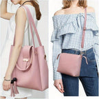 Conjunto de 3 bolsos de moda y versátiles para mujer con borlas de perlas, bolso tote de gran capacidad, bolso de mano exquisito y ligero, que satisface las necesidades del desplazamiento diario y los viajes, ideal para regalos de cumpleaños