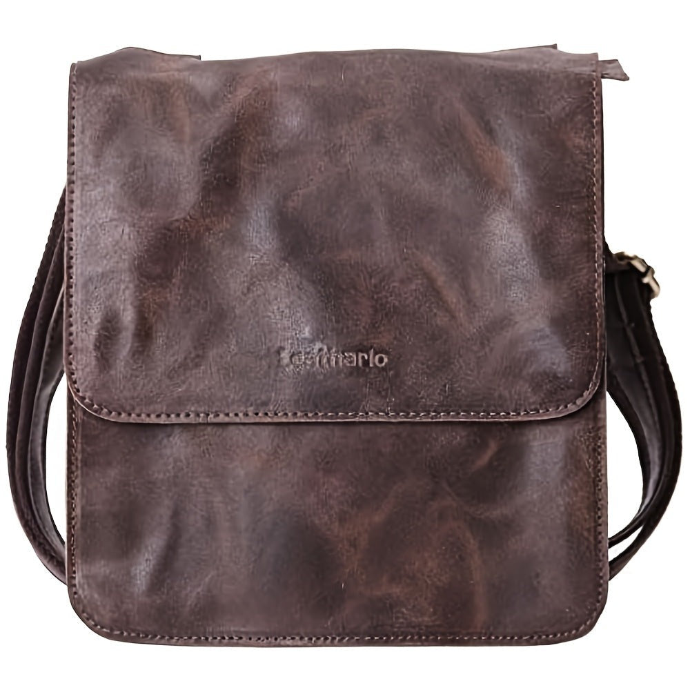 Bolso cruzado de cuero genuino para hombre Leathario, bolso de hombro de cuero genuino, bolso de gran capacidad para hombre, adecuado para uso diario, casual y de trabajo, el mejor regalo para novios, perfecto para regalar, almacén local