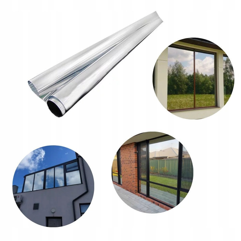 Película de aislamiento térmico y protector solar para ventanas con kit de instalación, 300 x 75 cm, efecto espejo veneciano, color plateado, reducción de deslumbramiento, bloqueo de rayos UV, revestimiento antiarañazos, resistente a la intemperie, autoad