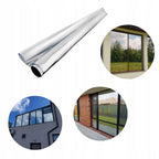 Película de aislamiento térmico y protector solar para ventanas con kit de instalación, 300 x 75 cm, efecto espejo veneciano, color plateado, reducción de deslumbramiento, bloqueo de rayos UV, revestimiento antiarañazos, resistente a la intemperie, autoad