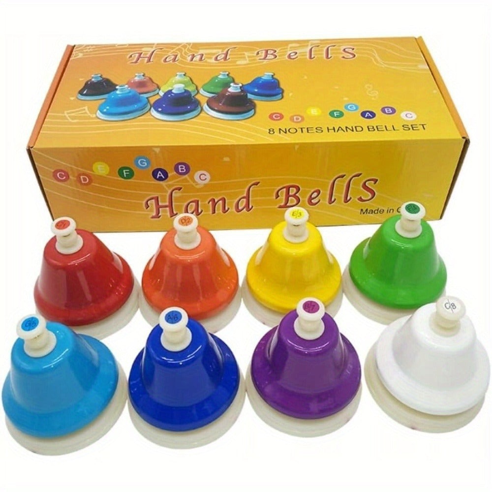 Campana de 8 Tonos C D E F G A B C con Colores Brillantes, Fácil de Tocar para el Desarrollo Musical y la Inteligencia - 8X Presión Manual