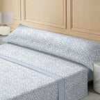 Juego de cama de tres piezas apto para todas las estaciones, que incluye una sábana, una sábana ajustable y fundas de almohada. Medidas: 90 cm, 105 cm, 135 cm, 150 cm y 180 cm.