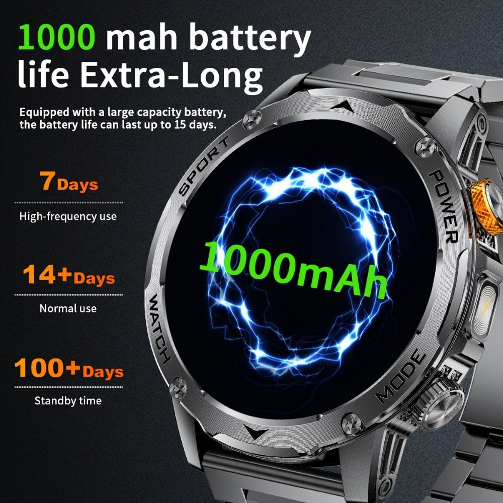 SIEMORL Smartwatch para hombre con más de 50 horas de tiempo de espera ultra largo, reloj inteligente HD de 1.7 pulgadas con batería de 1000 mAh/Función de teléfono/Más de 110 modos deportivos/Monitoreo del sueño, Reloj para hombre para iPhone Android Pod