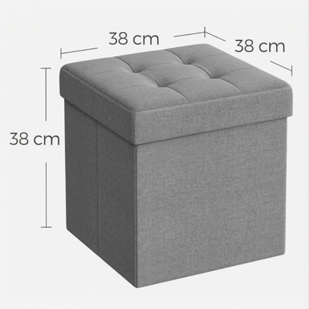 Puff o Banco de almacenaje Plegable | Taburete Reposapiés Otomana | Baúl de Almacenamiento | Taburete Reposapiés.para Cama, Dormitorio, salón, Comedor o Recibidor | 38x38x38cm | Soporta 300kg.
