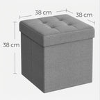 Puff o Banco de almacenaje Plegable | Taburete Reposapiés Otomana | Baúl de Almacenamiento | Taburete Reposapiés.para Cama, Dormitorio, salón, Comedor o Recibidor | 38x38x38cm | Soporta 300kg.