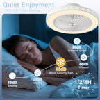 Ventilador de techo moderno de 48.26 cm con luz, 6 velocidades, reversible, de perfil bajo, ventilador de techo empotrado con luz LED regulable 3CCT, ventilador de techo con temporizador y control remoto para sala de estar, cocina, dormitorio y oficina