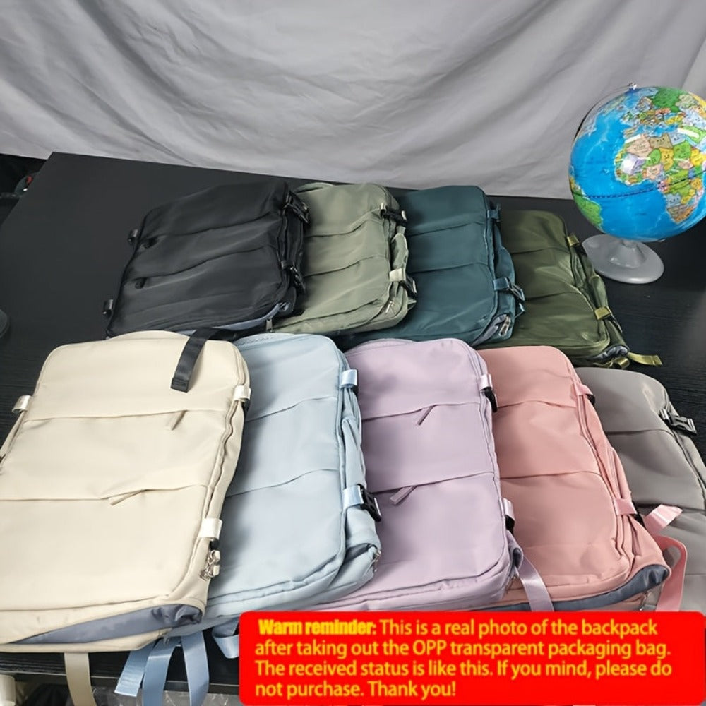 Mochila de viaje para laptop de mujer aprobada por aerolíneas, 38.1cm, separación seca y húmeda, azul claro, correa ajustable, compartimento para zapatos