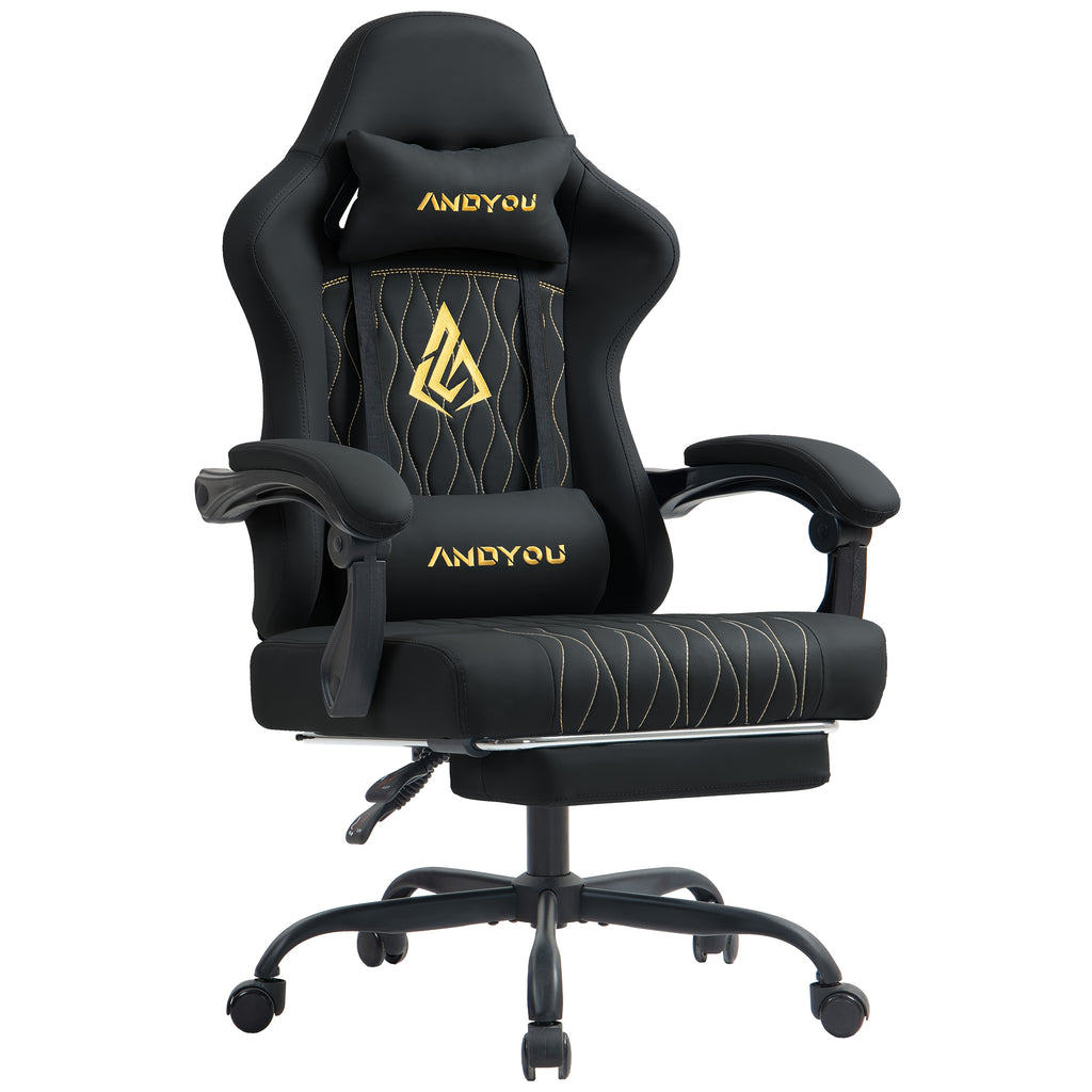 Silla de oficina | Silla de gaming Andyou con reposapiés, silla ergonómica de ordenador para juegos, silla de tarea giratoria y ajustable con