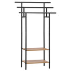 1pc Estante de baño, soporte de toalla vertical negro con 3 soportes de toalla, barra de toalla con 2 estantes, utilizado para toalla y ropa de toalla, hecho de material metálico y madera
