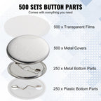 VEVOR Piezas de Insignias de Botón de 1.25" 32mm para Máquina de Hacer Insignias, 500 Juegos (Máquina No Incluida)