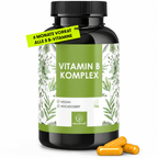 NATURALKRAFT® Complejo de Vitaminas B Premium - 500 Μg de Vitamina B12 y 400 Μg de Ácido Fólico - 8 Vitaminas del Grupo B (B1, B2, B3, B5, B6, B7, B9, B12) para Energía, Sistema Nervioso y Metabolismo - Vegano y Probado en Laboratorio - 180 Cápsulas