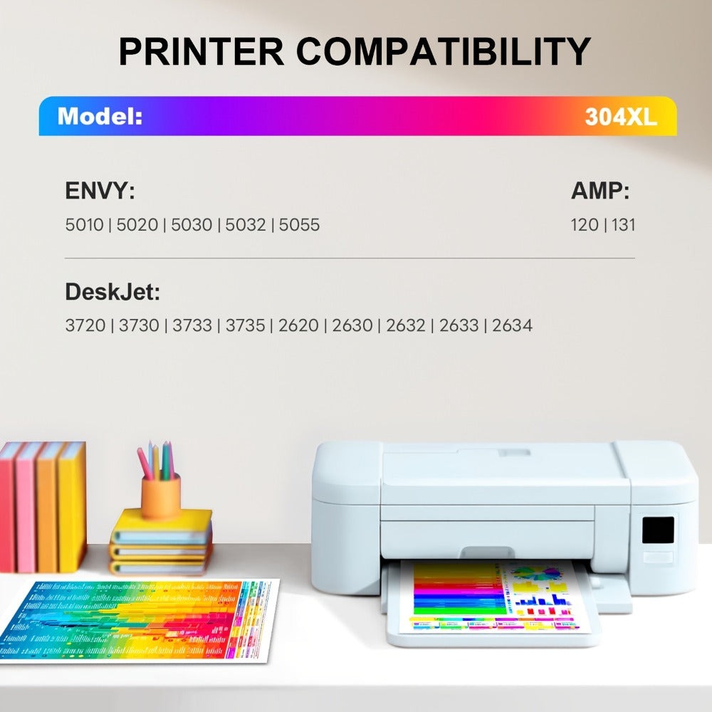 Cartucho de tinta negra de alto rendimiento para HP 304XL Compatible con HP Deskjet 2620 2630 2632 3720 3721 3723 3724 3730 y Envy 5010 5020 5030 5032 5034 5052 5055 - Remanufacturado, reemplazo rentable, fácil instalación, duradero y confiable