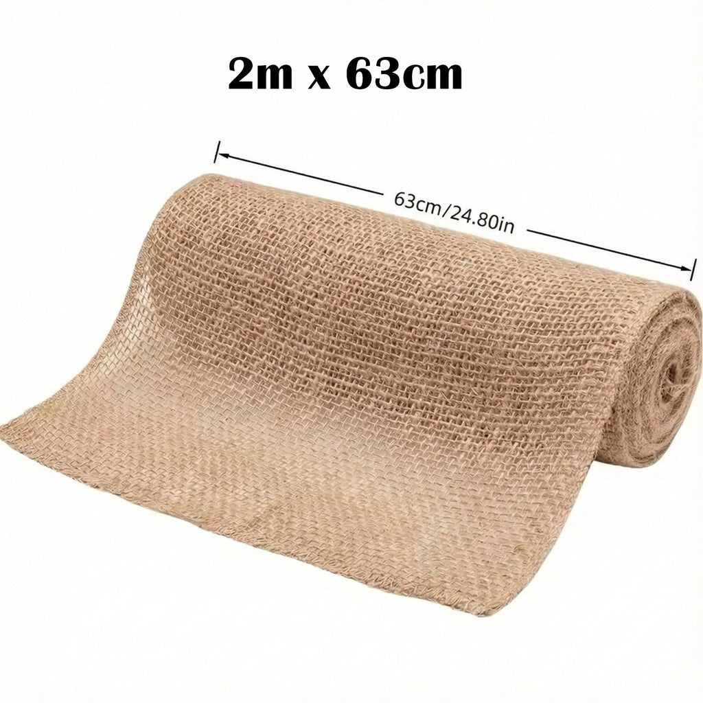 Tela de Arpillera de Yute Gruesa en Rollo 63cm de Ancho, Tejido Natural Rústico para Caminos de Mesa, Eventos, Decoración de Jardín y Artesanías, Fibra Orgánica Versátil