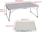 Mesa Plegable de Camping, Mesa de Picnic Ligera de Aluminio, Mesa Portátil para Laptop, Escritorio de Regazo, Ideal para Picnic/Camping o Desayunar, Leer, Ver Películas en la Cama/Sofá
