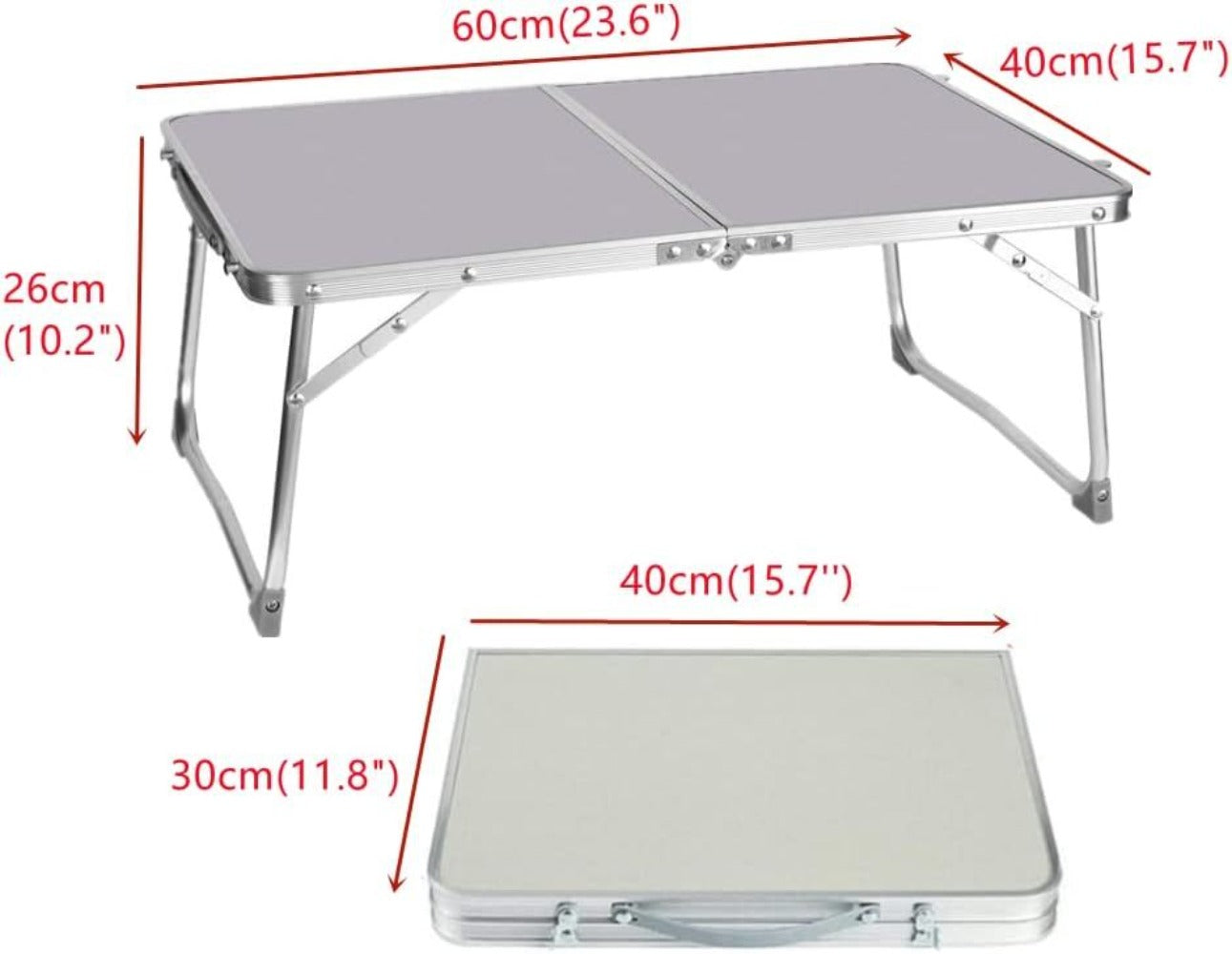 Mesa Plegable de Camping, Mesa de Picnic Ligera de Aluminio, Mesa Portátil para Laptop, Escritorio de Regazo, Ideal para Picnic/Camping o Desayunar, Leer, Ver Películas en la Cama/Sofá