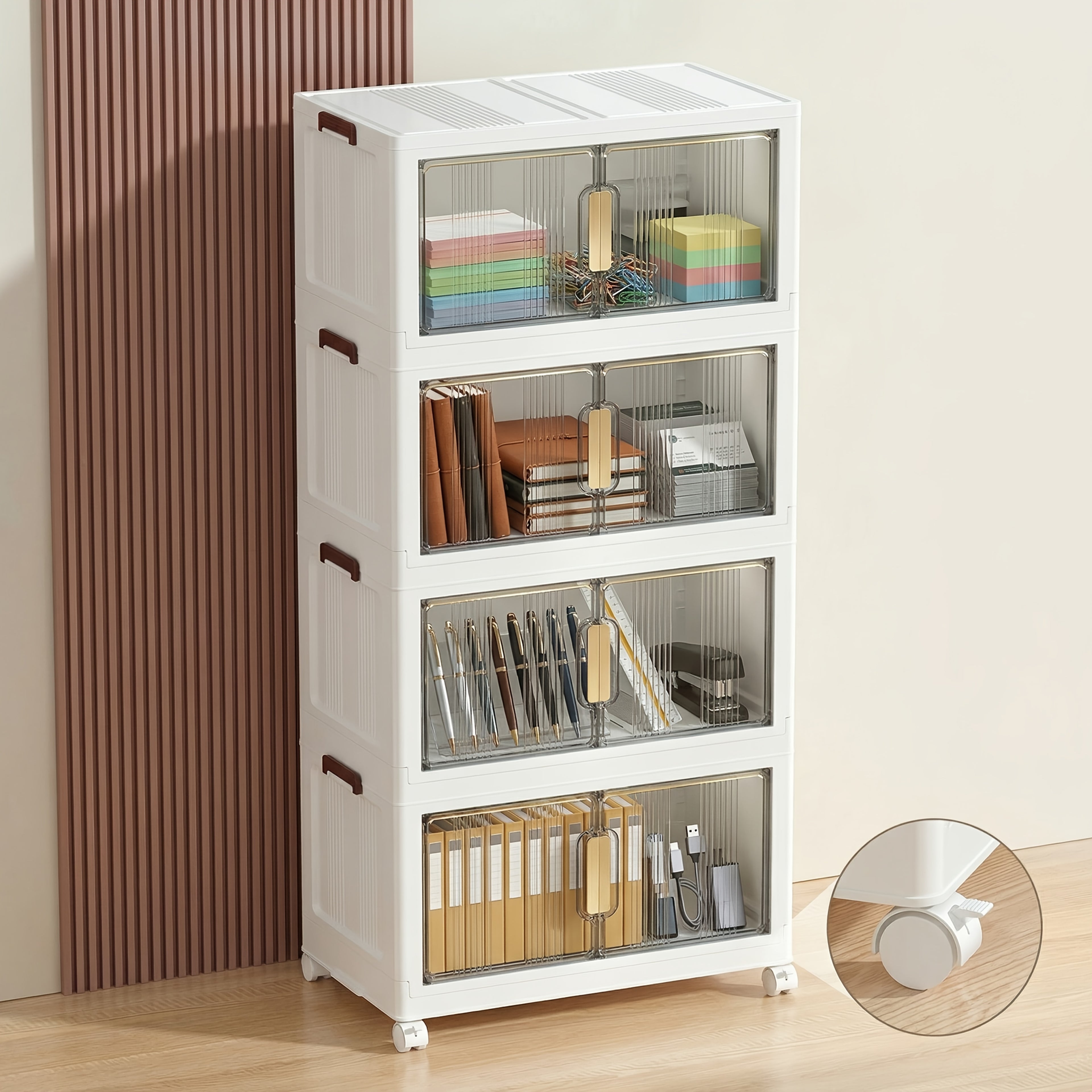 Armario plegable de almacenamiento con ruedas 88 cm plegable | Oficina, cocina y dormitorio